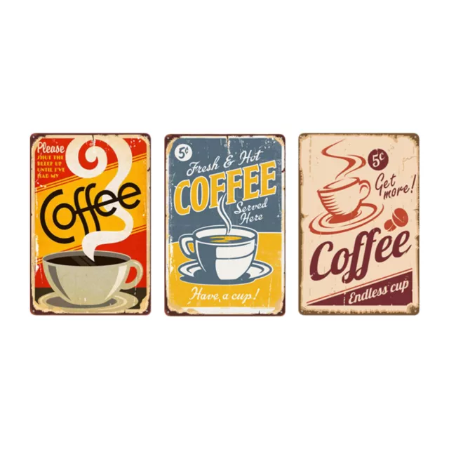 Vintage Tin Bar Signs Set of 3 for Cafe Pub Wall Decor