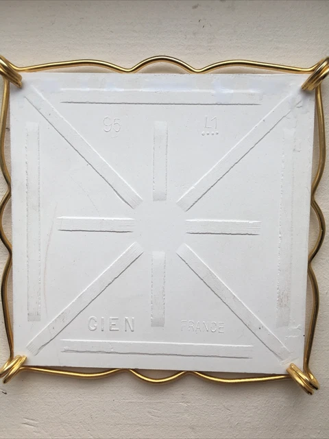 Dessous De Plat Ancien En Faïence De Gien, Motif Cachemire Bleu – Années 50