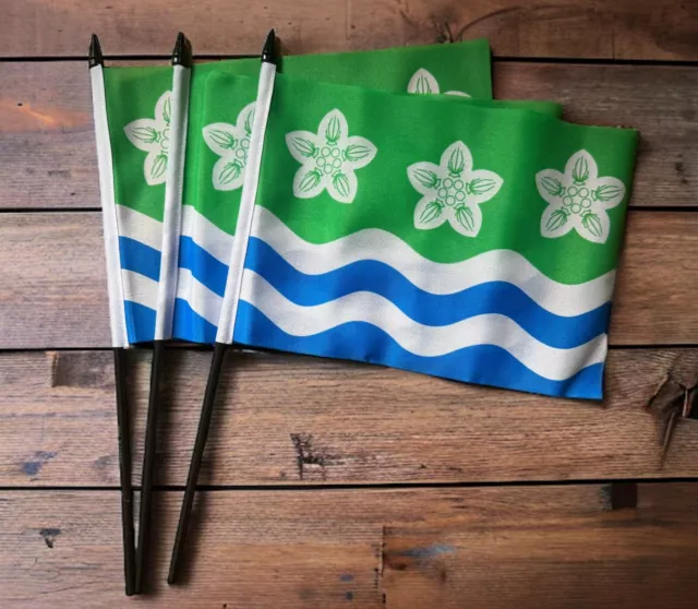 CUMBERLAND Pack of 3 9x6 inch 22cm x 15cm MEDIUM HAND WAVING FLAGS Flag Cumbria