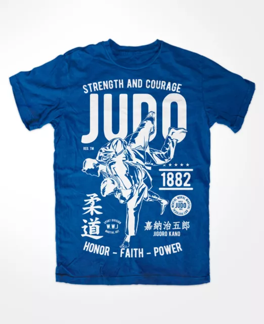 T-shirt judo blu arti marziali muay thai MMA anelli classica divertente box judoka