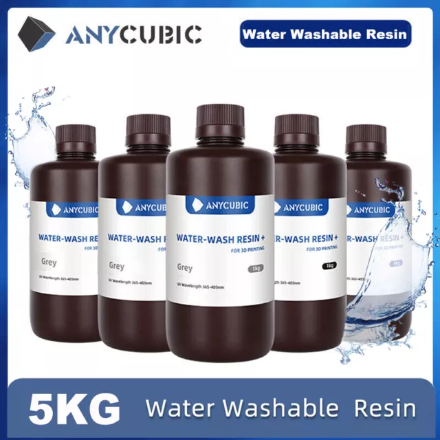 5kg Grey ANYCUBIC Water Washable Resin 405nm LCD UV-Curing Resin for 3D Printers