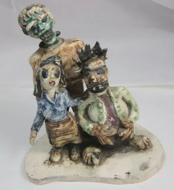 Living Dead Ceramic Tableau - Frankenstein + Zombie Horror Punks P LALL 4W2