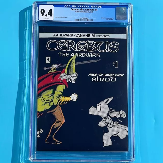 Cerebus the Aardvark #4 ❄️ CGC 9.4 WHITE ❄️ 1st ELROD the Albino! Dave Sim 1978