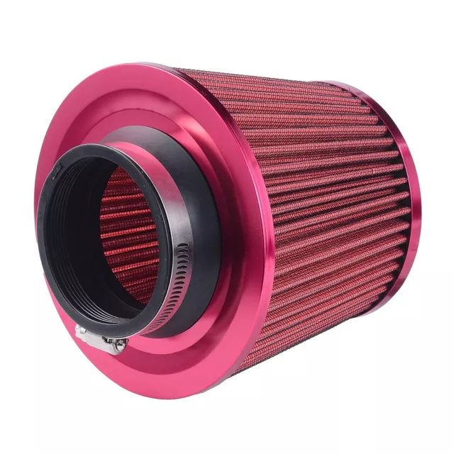 1x 75mm Universal Fit Cold Air Intake Round Cone Mesh Air Filter KN Type Red 2