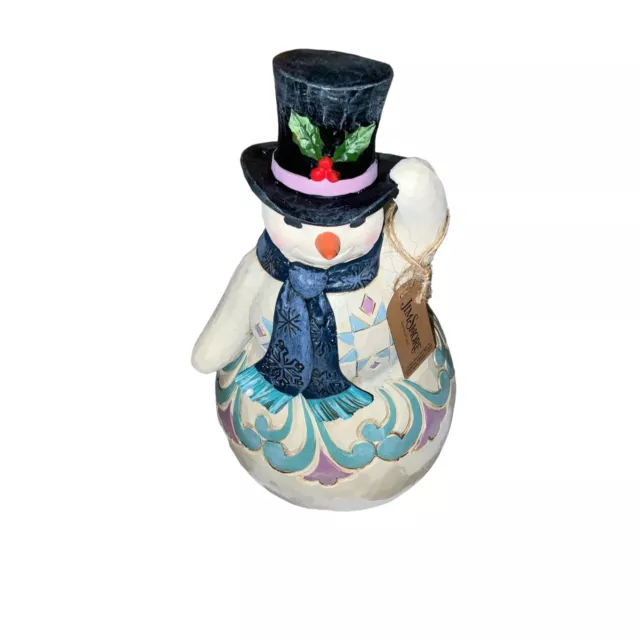 Jolly And Joyful Christmas Snowman With Top Hat Figurine by Jim Shore 6008121 3