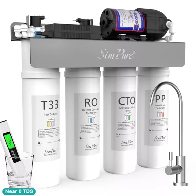 SimPure WP2-400G UV Water Filter RO Reverse Osmosis System Under Sink +TDS Meter