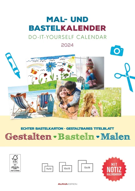 MAL- UND BASTELKALENDER A4 Kalender 2024 - 21x29,7cm - DIY Kreativität Kinder EUR 5,93 - PicClick DE
