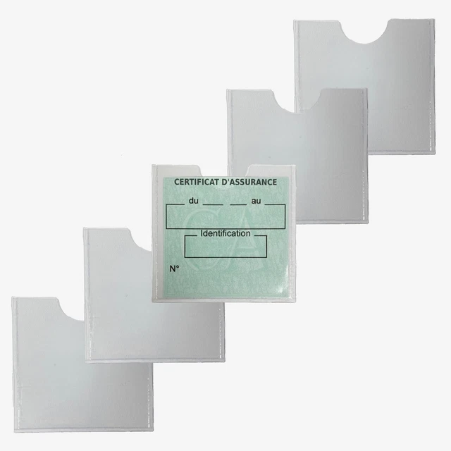 10 Pochette Adhésives Transparentes Étanches - Pour Assurance Voiture, Cartes