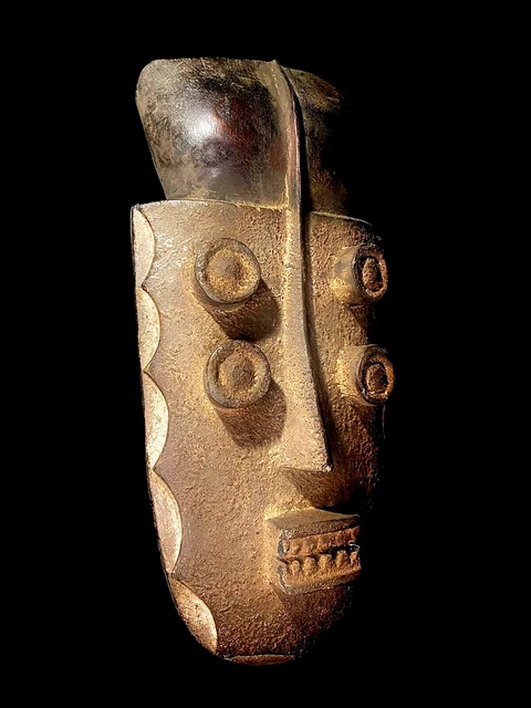 African Tribal Face Hand/ Hand Carved Vintage Wall Hanging Grebo War MASK-5764