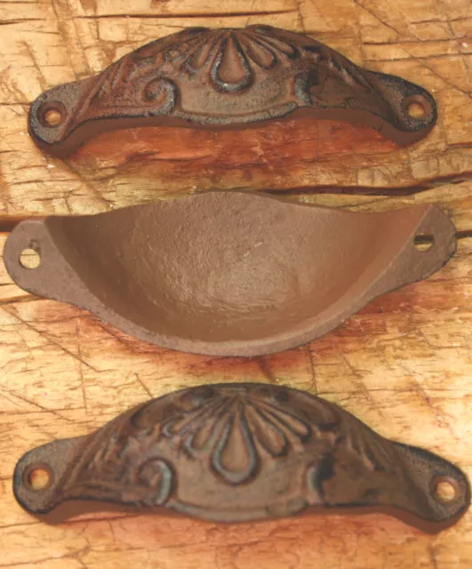 2 Cast Iron Antique Victorian Style OVAL Drawer Pull, Barn Handle, Door Handles 3