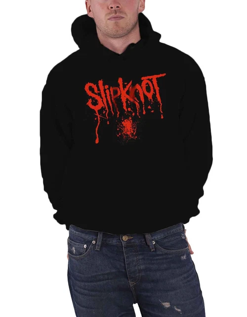 Official Mens Black Slipknot Hoodie Splatter Band Logo Back Print new Pullover