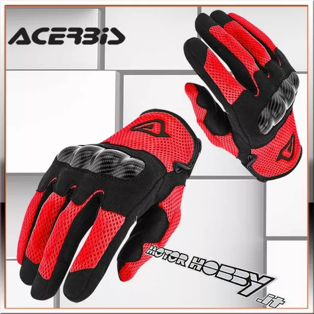 Guanto Moto Acerbis Ramsey My Vented Ce Nero Rosso Con Protezioni Tg. M