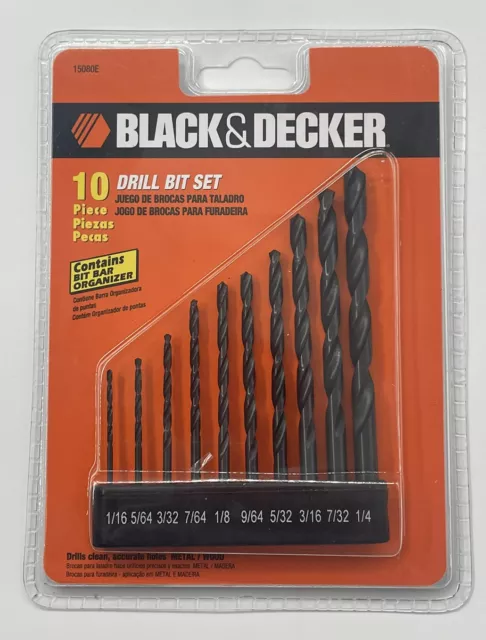 Black & Decker 15557 10 piece Drill Bit Set, for Wood, Metal & PVC
