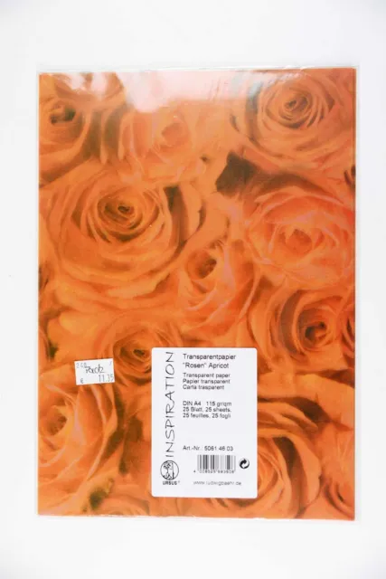 Transparentpapier Rosen, Farbe: apricot, DIN A4, 25 Blatt-Pack, 115 g/qm