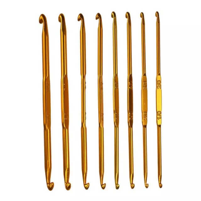 8 Double Ended Crochet Hooks Aluminum Knitting DIY