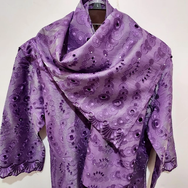 Handmade Dress Woman 2 Piece Purple Eyelet Long Skirt Formal Lg? Matching Scarf