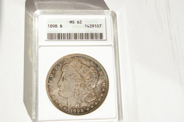 1898-Morgan Silver Dollar - ANACS MS 62-  Old Holder