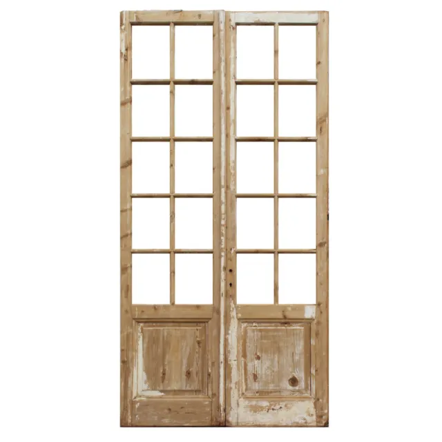 Antique Pair of Salvaged 46" French Double Doors, Early 1900's, NED2158