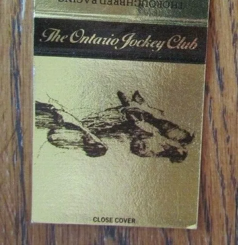 Horse Racing Sports Matchbook Matchcover: Ontario Jockey Club (Woodbine) -E13