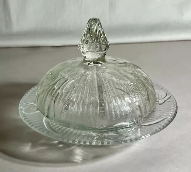 Jeannette Crystal Iris Butter Dish With Lid
