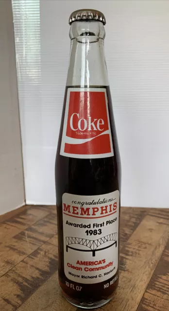 Vintage 1983 Coca Cola Coke 10 Oz Bottle Unopened Memphis City Beautiful Clean