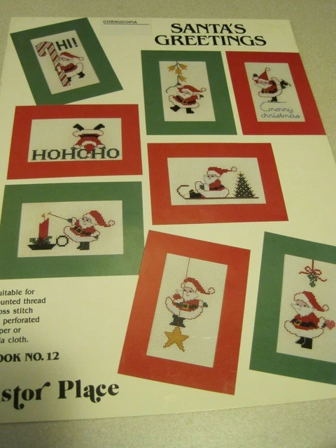 Vintage SANTA'S GREETINGS Craft Leaflet 8 Designs Astor Place Book 12 1983