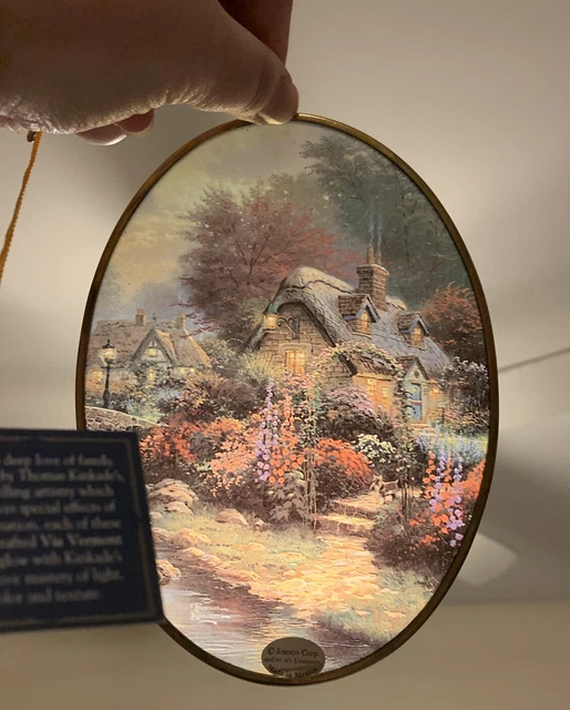 Thomas Kinkade. Lamplight Lane Glass Picture Window Hanger Sun Catcher 1997