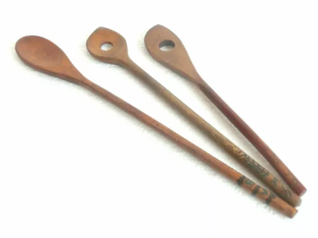 antique PRIMITIVE wooden SPOON / PADDLE / STIRRER 3 pcs - kitchen tools SIGNED*