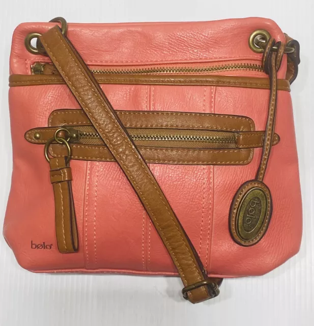 Bolo Rose Colored Eco-Friendly Faux Leather Crossbody Bag Purse