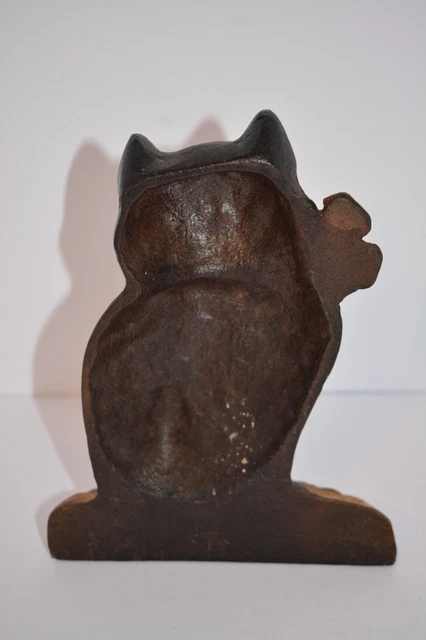 Antique Cast Iron Black Cat on Pillow Red Bow Doorstop Door Stop 5