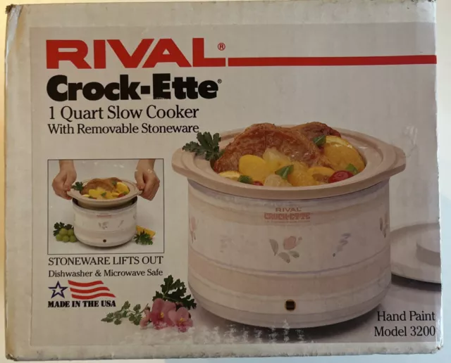 Vintage Rival Small Potpourri Crock Floral Design Electric Simmering Cooker  Gift Set Model 3206GBT