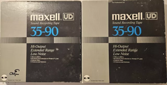 2 Maxell UD 35-90 Reel To Reel Master Recording Tape Made In Japan USED