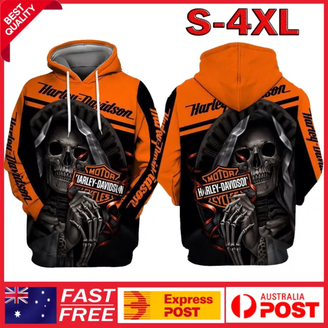 New 3D Skull Harley-Davidson Man Woman Hoodie Sweatshirt Hood Jumper Pullover