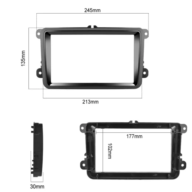 2Din Car Dash Stereo Radio Fascia Panel Frame Bezel Trim for VW Passat Golf Polo 3