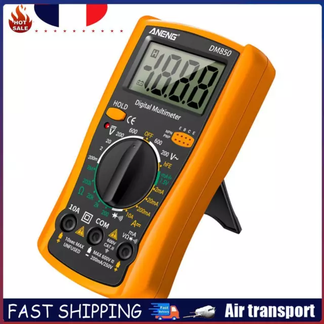 2000 Counts Digital Multimeter AC DC Resistance Frequency Meter (Orange) FR