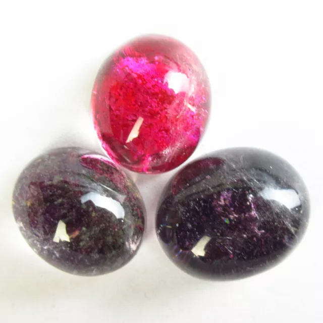3Pcs Purple Peachblow Phantom Quartz Oval Cab Cabochon B38121