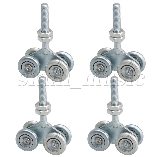 4pcs Steel Double Wheel Sliding Track Roller Hanging Barn Door H4-3 Silver