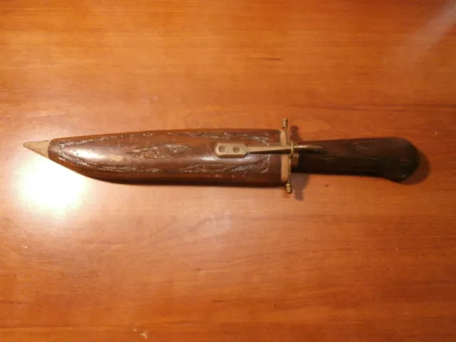 Antique Wood & Brass Knife with Wooden Sheath 13 Inches  India