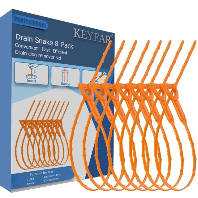 4 Pack Drain Snake Drain Clog Remover, 34 Inch Stainless Steel Claw and 3  Pack 19. 7 Inch Plastic Sink Unclogger Tool, Sink Drain Cleaner for  Kitchen, Sink Bathroom, Tub Toilet Green Orange (3+1)
