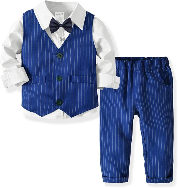 3 Pezzi Bambini Ragazzi Abbigliamento Set Camicia Con Papillon+Gilet+Pantaloni,