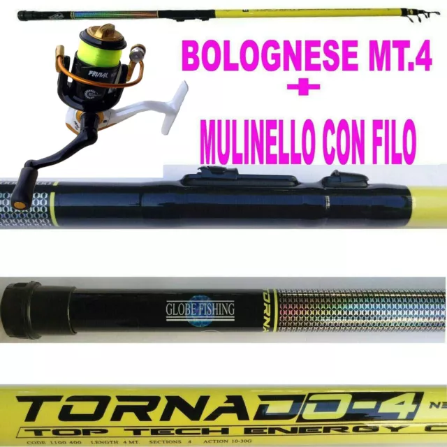 canna economica  4 metri + mulinello da pesca trota lago bolognese mare kit