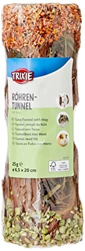 Trixie 60770 Tunnel en tube de collation naturel avec remplissage de foin pou...
