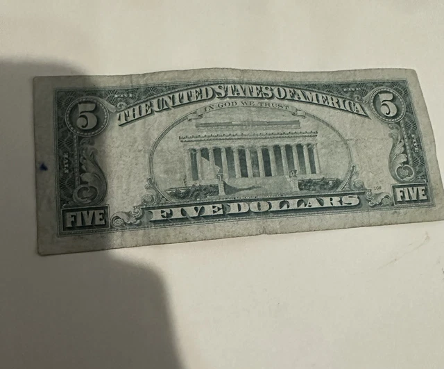 🤑🤑1995 $5 Five Dollar Bill Federal Reserve Note Vintage Currency US America❗