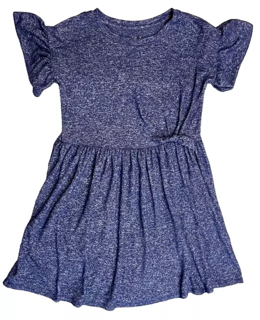 Cat Jack Dress Girls Sz L 10 12 Blue Stretch Short Sleeves Flared Skirt Knot Bow