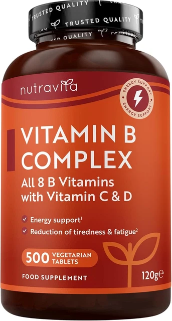 VITAMIN B COMPLEX High Strength with Vitamin D + Vitamin C 500 Tablets ...