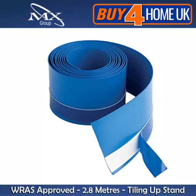 MX 2.8m Flexi Seal Strip - Waterproof Tape for Shower Tray & Bath Blue Upstand