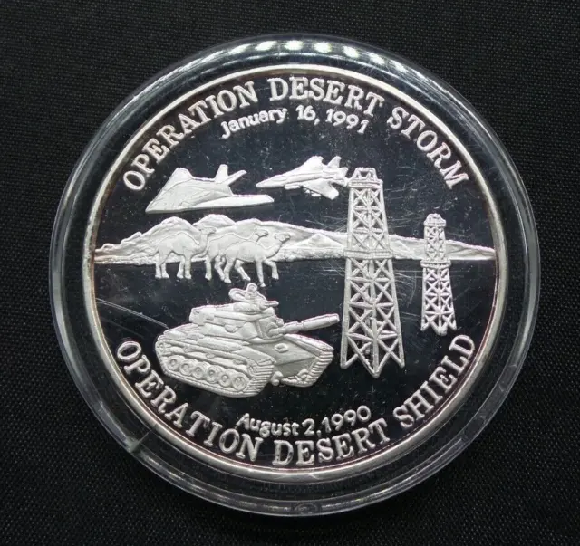 1991 Operation Desert Storm Desert Shield 2 oz .999 Fine Silver Medallion- B132