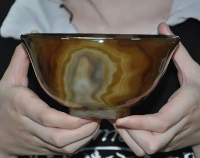 China Natural Agate Onyx Carved tableware Food Vessel Tea cup Bowl Bowls statue