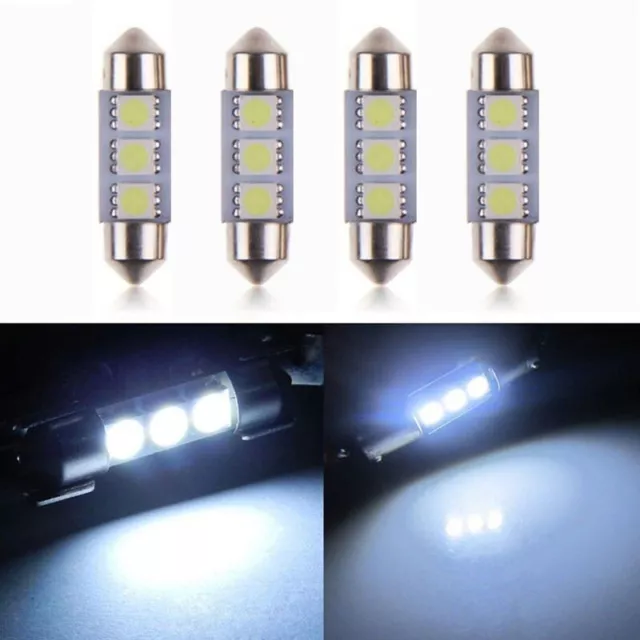 4pc 36mm 3LED 5050 SMD C5W Canbus Erreur Gratuit Festoon Dôme Léger Lampe Blanc