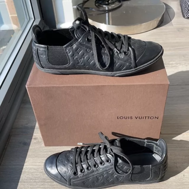 Louis Vuitton Women black leather sneakers Lace Up Shoes Sneakers 38.5